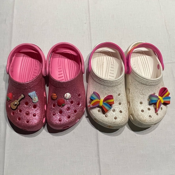 CROCS Shoes Lot Of 2 Girls Size Crocs Jojo Siwa Collection And Pink Glitter With Pins Poshmark